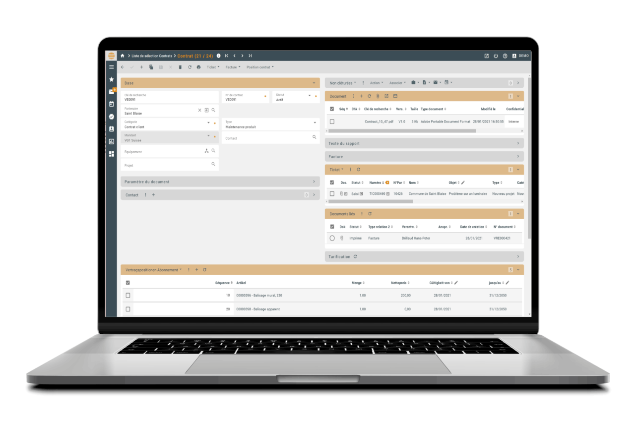 Gestion de contrats efficace | Contrats SLA - Actricity ERP System